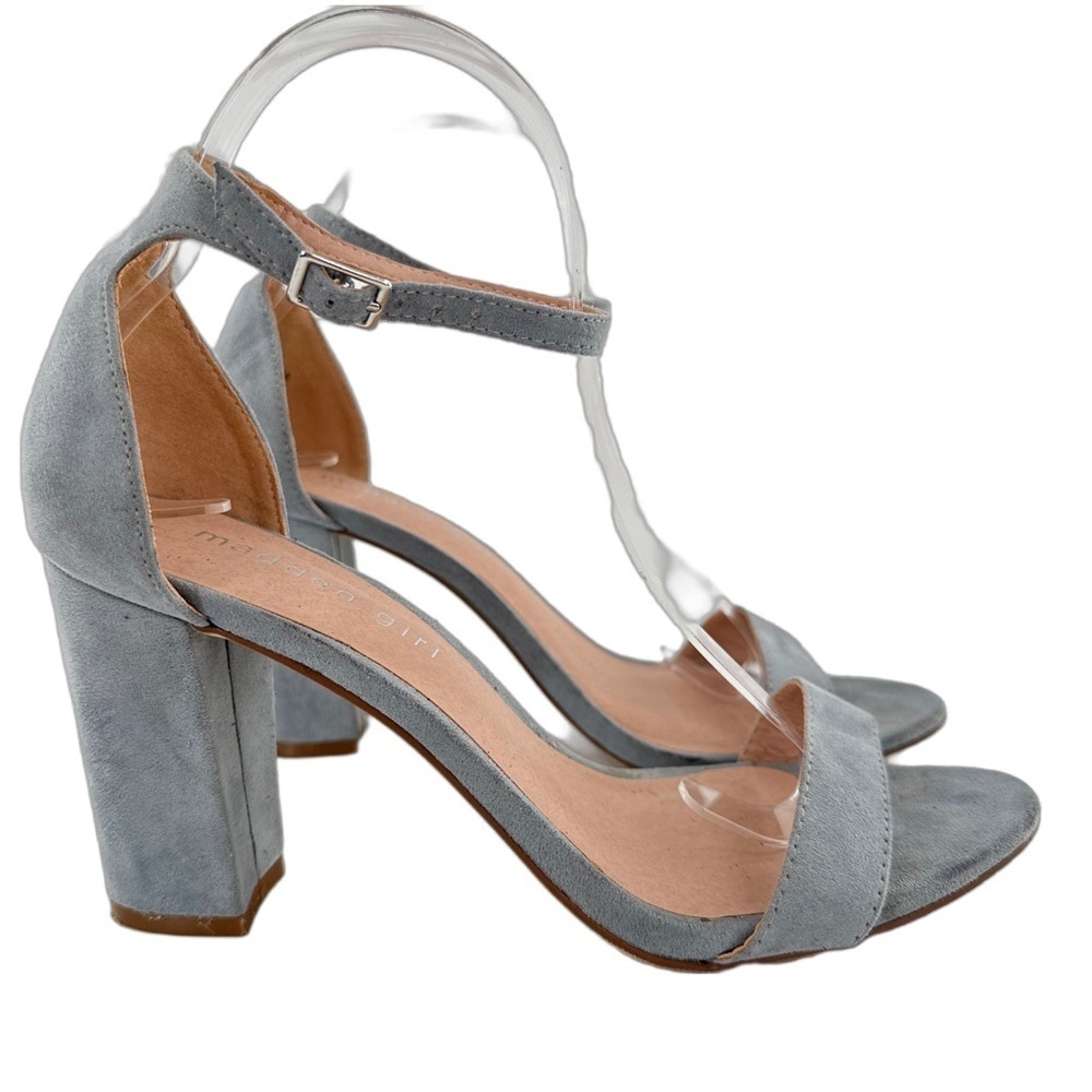 Madden girl womens heels size 8 Beella baby blue faux suede vegan